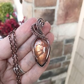 Golden Sunstone Copper Pendant