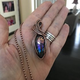 Purple Rainbow Labradorite Copper Pendant