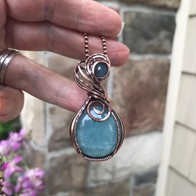 Aquamarine Copper Swirly Necklace