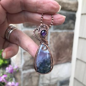 Moss Agate & Chaldedony Copper Necklace