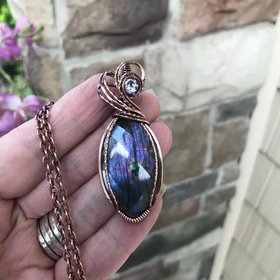 Purple Labradorite & Pink Amethyst Copper Pendant