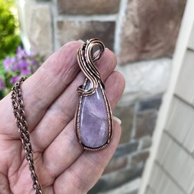 Kunzite Teardrop Copper Pendant